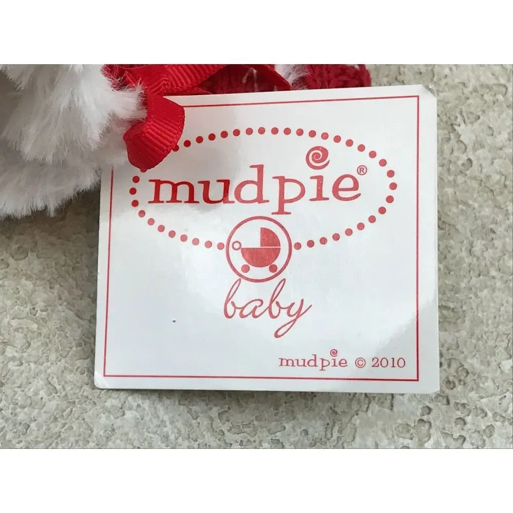 Mudpie Baby Booties 0-6 Months Red White Stripe Cable Knit Shoes 2010 New‎